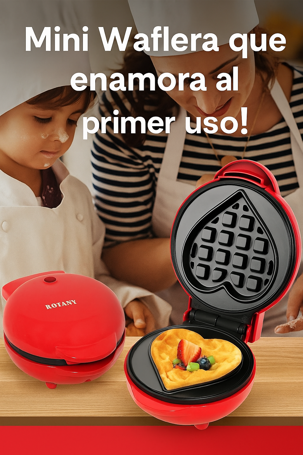 Mini Wafflera Eléctrica Sokany LG-SK06 Forma Corazón
